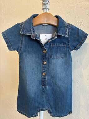 Deux par deux Blue Denim Short-Sleeve Polo Romper